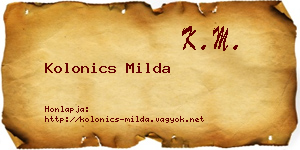 Kolonics Milda névjegykártya